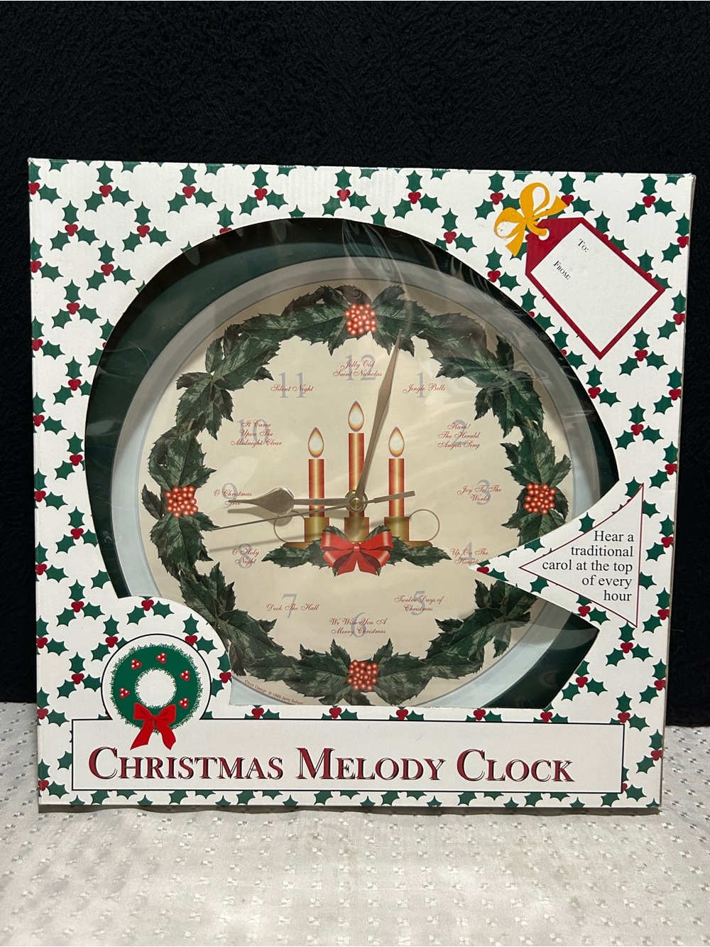 Vintage Christmas Carol Musical Wall Clock Feldstein W/Original Box New In Bo